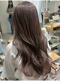 顔周りレイヤーカットくびれヘアミルクティーベージュカラー韓国