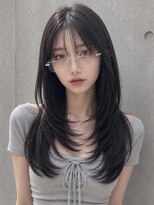 ユーフォリア 新宿通り(Euphoria)&nbsp;黒髪韓国レイヤーロングワイドバングシースルーバング