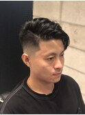 フェードカットワイルドツーブロックサイドパートショート