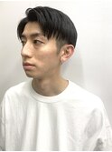 七三オールバックツイストパーマコンマヘアかき上げヘアテクノR