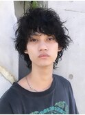 波巻きパーマメンズマッシュウルフツイストスパイラルパーマ