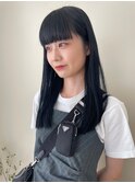 【韓国風】重めワイドバング ストレートヘア