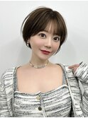 丸みショート/ショート/ショートボブ/ベージュカラー/小顔