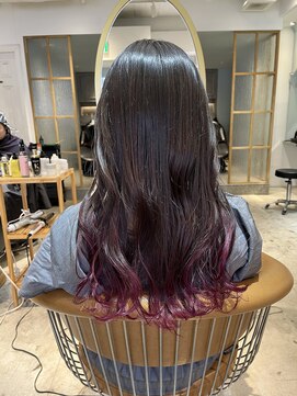 ロンド シャルム 吉祥寺(Lond charme) ミニウルフチェリーブラウンブリーチなしレイヤー韓国前髪