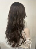 パーマ コテ巻きパーマ 顔周りカット ブラウンアッシュ 艶髪