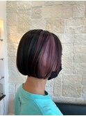 ピンクヴァイオレット×インナーボブ【東川口　インナーカラー】