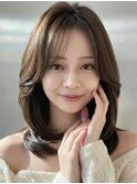 韓国/ミディアムレイヤー/ココアブラウン似合わせカットp上尾