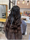 横浜ヘアメ/横浜ヘアセット/ねじりハーフツイン