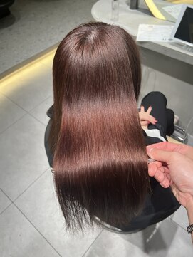 ロンドメリア 天神大名店(Lond Melia) ★くびレイヤーエモージュインナーグレージュ前髪ピンクベージュ