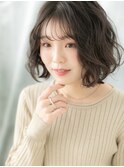 暗髪バレイヤージュくせ毛風ウェットボブn小山20代30代40代