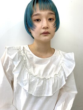 ちょきちょき 浜川店 ショート/レイヤーショート/ターコイズブルー