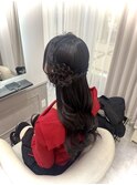 髪の毛でお花♪ハーフアップ