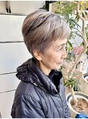 白髪ハイライトローライト　ミセスショート　70代