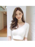 ★ブリーチなし小顔ロングレイヤーカットハッシュカットベージュ