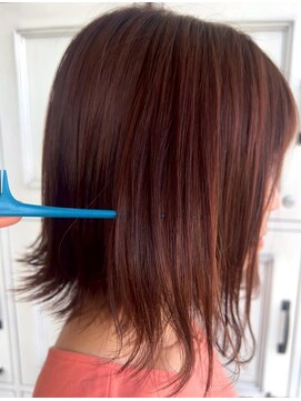 ヘアー ワークス ボナ 前橋店(HAIR WORKS bona.) 光に透けるカッパーブラウン◎肌を明るく魅せる艶感ボブ。