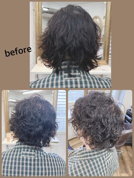 癖を活かしたくるくるパーマ