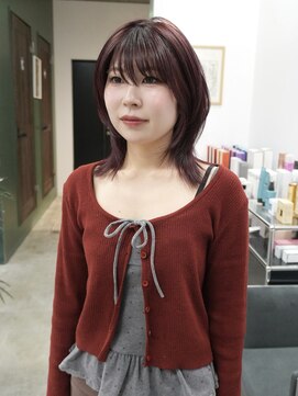 ソピ バイ インビテーション(sopi by invitation) ギザギザバング　ハイレイヤー　チェリーレッド☆