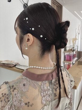 ウル 岡山駅店(ULu.) 結婚式ヘア二次会ヘア編みおろしカチモリシニヨン岡山ヘアセット
