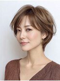 ミセスショートボブ白髪ぼかし脱白髪染め40代50代60代♪