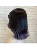 20代30代/グラデーション/アッシュグレー/パープルカラー/外ハネ