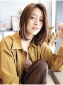 カーキベージュ/かきあげボブ/ロブヘア/似合わせカット自由が丘!