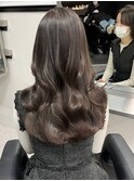 2919透明感ミルクチョコレートダークアッシュ波巻きスローカラー