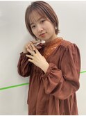 大人可愛いショート×ナチュラル透け感前髪ナチュラルブラウン