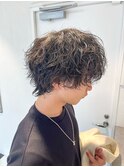 メンズマッシュウルフツーブロックパーマ
