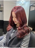 外巻きミディアムレイヤーカットブリーチなしピンクベージュ◎