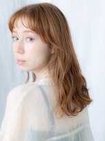 ドクターズ サロン ラブ(Dr's Salon LAB)&nbsp;ぱっつん前髪オレンジブラウンカジュアルセミディc古河20代30代