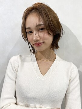 トゥルーズ 梅田店(TLUUS) TLUUS前髪パーマ美髪切りっぱなしボブピンクブラウンカラー