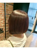 大人ガーリー チョコレート プリカール 小顔 丸みショートボブ