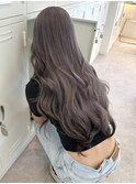 韓国ヘア顔周りレイヤーミルクティーベージュ暗めグレージュ