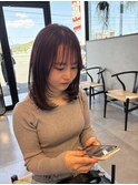 大人可愛いピンクカラーフェイスレイヤーシースルーバング
