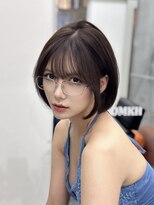 ロムーク 表参道(LOMKH)&nbsp;ロングレイヤーカット顔周りカット小顔ボブ秋ヘーゼルグレージュ