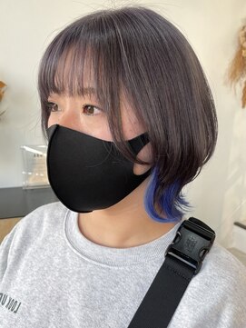 ノア(noa.) 『ハイトーンデザイン』ラベンダーグレー×ブルーインナーカラー