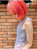 【ROJITHA表参道原宿】ビビットピンク顔まわりレイヤーボブ