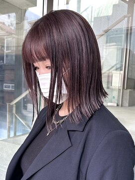 ヲタク(wotaku.) 暖色カラーレッドカラー切りっぱなしボブ外はねボブラベンダー