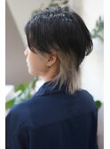 センター分けウルフ+インナーブリーチ