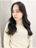 暗髪グレーアッシュ艶髪ロングレイヤー