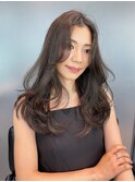 顔周りレイヤーロングくびれヘア韓国ヘア_F30332
