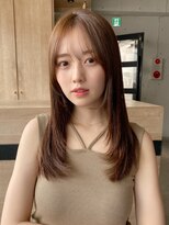 エトラ 渋谷店(etora)&nbsp;韓国ヘア レイヤーカット くびれヘア  アプリコットオレンジ"