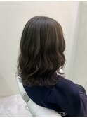 Olive greige × 外ハネウェーブ