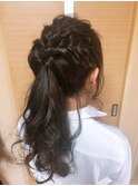 編み込みポニーテール♪