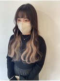 【大人可愛いエクステ】インナーカラーミルクティーベージュ
