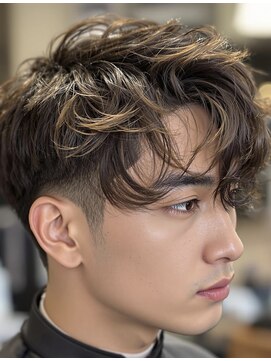 メンズエス 天満扇町(mens esu) yaハイライト/スパイラルパーマ/束感カット