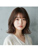 顔型カバー叶うミディアムボブカット×艶カラー