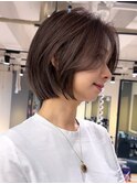 レイヤーボブ毛流れボブ切りっぱなしボブフェイスレイヤー/岸本