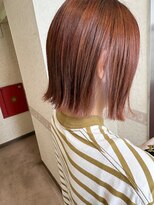 アグ ヘアー セントラル 本厚木店(Agu hair central)&nbsp;オレンジブラウンの切りっぱなしミディ