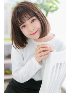 ミック ヘアアンドメイク アップ 駒込店(miq Hair&Make up) シースルーバングスモーキーグレージュ小顔ミニボブa1